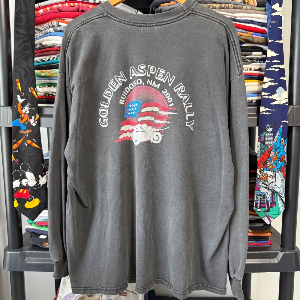 Y2K Faded Black Golden Aspen Rally Ruidoso NM Motorcycle Long Sleeve Shirt XXL